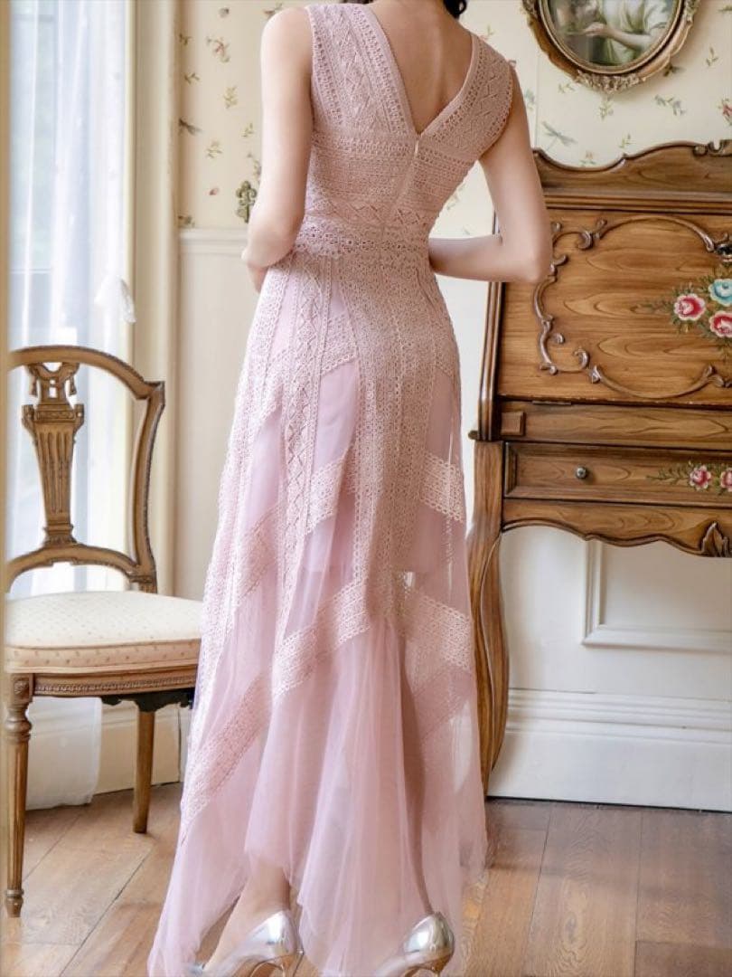 ERUKEI エルケイ　レースチュールドレス　ピンク