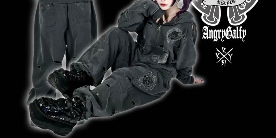 GALFY × KRYclothing 「蹴威の百合の紋章パンツ」 グレー 地雷