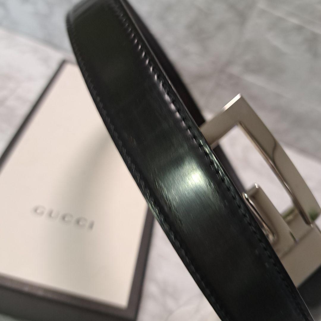 ✨美品✨GUCCI グッチ ベルト Gバックル シルバー金具 本革 ビジネス