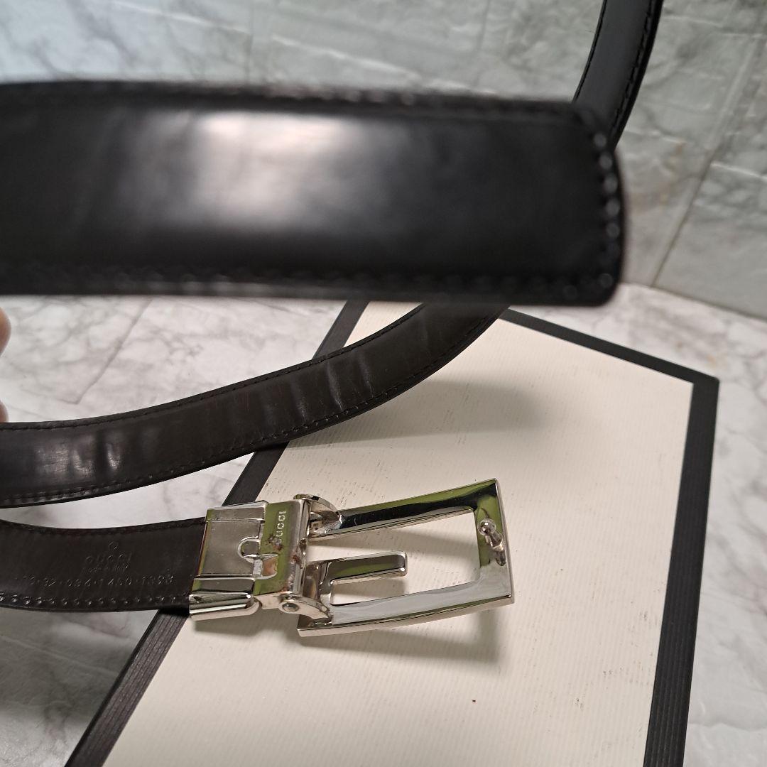 ✨美品✨GUCCI グッチ ベルト Gバックル シルバー金具 本革 ビジネス