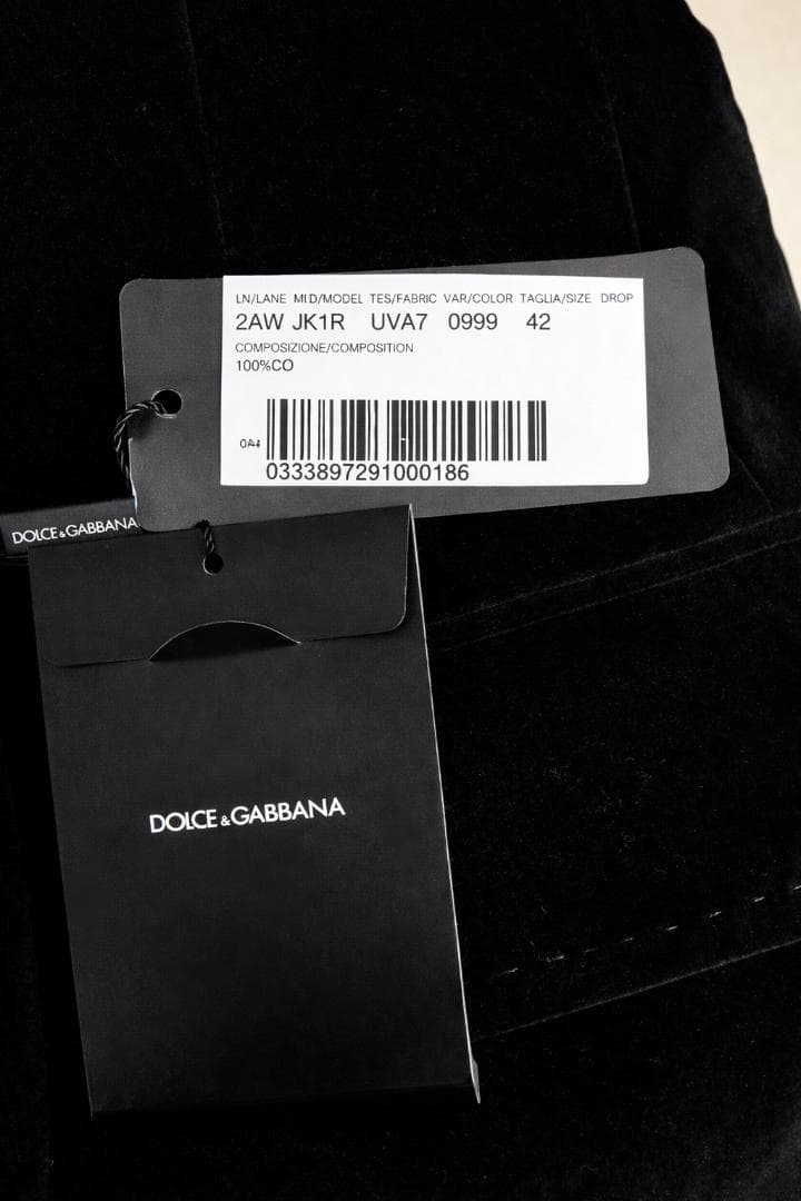 新品タグ付き DOLCE&GABBANA ベロア ジャケット ブラック 42