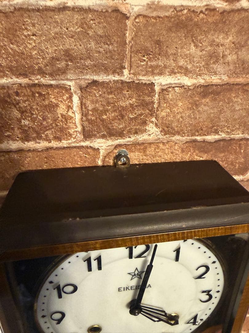 昭和30年代 栄計舎 ゼンマイ式掛時計 振り子 巻き鍵付 動作品　昭和レトロ