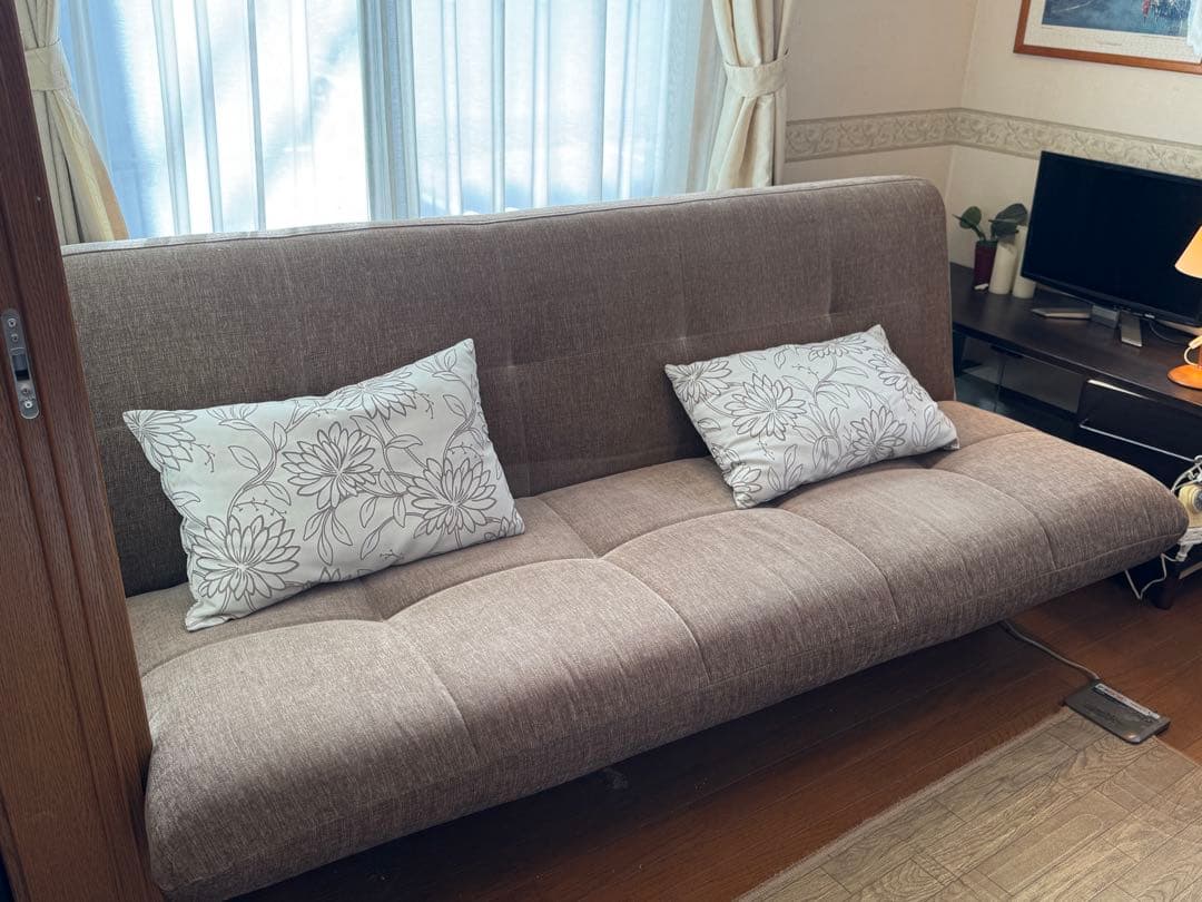 ‼️追加お値下✨【東京インテリア】ソファベッド　 グレー クッション2個付