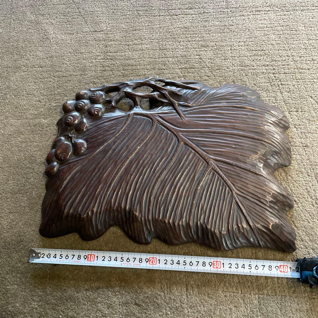 ダ*吉様 古美術品 木彫 葉盆 42cm 煎茶盆 煎茶道具