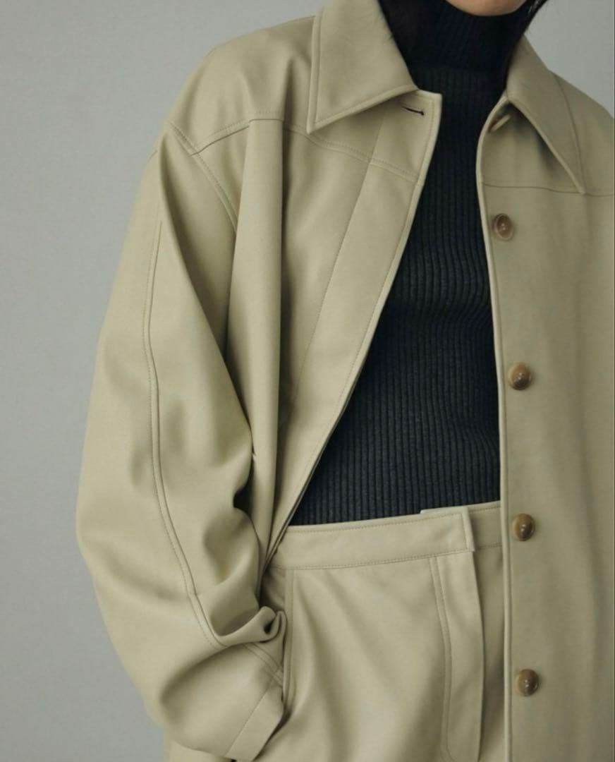 【anuke】Ecoleather Over Jacket 38 クリーム