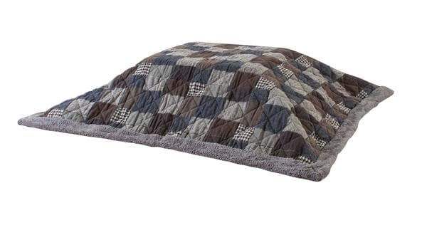 おしゃれ ふかふか かわいい 正方形 こたつ布団 パッチワーク柄 ネイビー