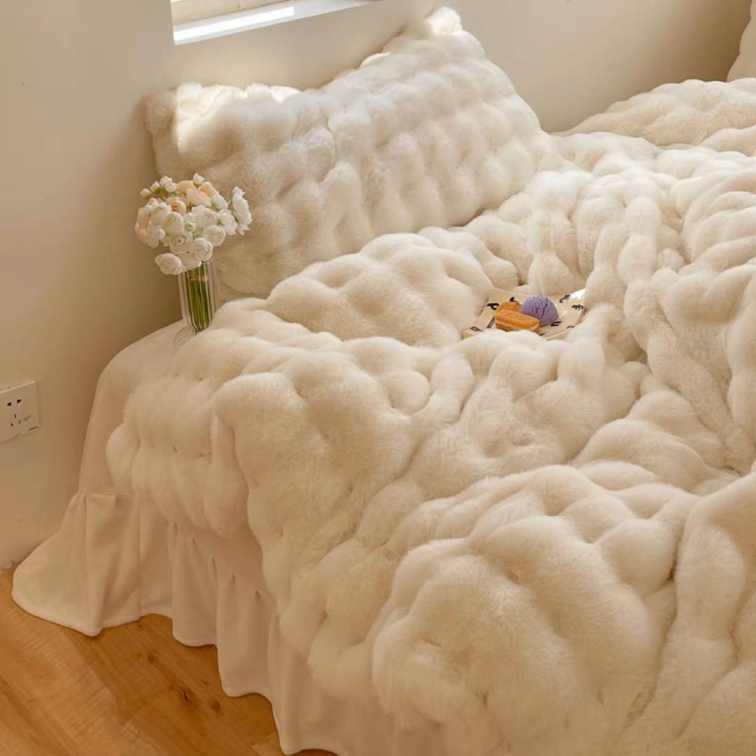 ホワイトフリースカバーセット クイーンサイズ