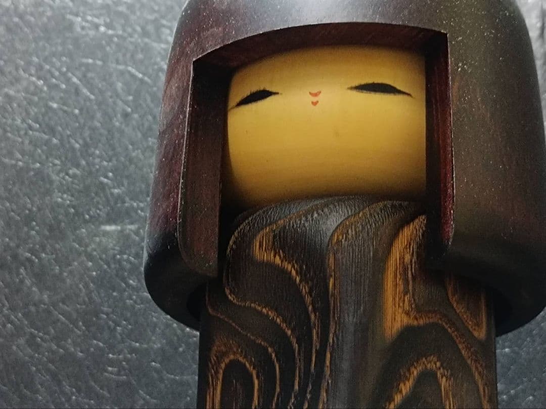 創作こけし　通産大臣賞作家　岡本卯三郎作　森歓　約35㎝　立札付 サイン入り