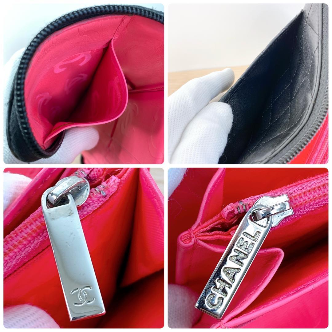 シャネル 長財布 ラウンドファスナー カンボンライン ココマーク ブラック 黒