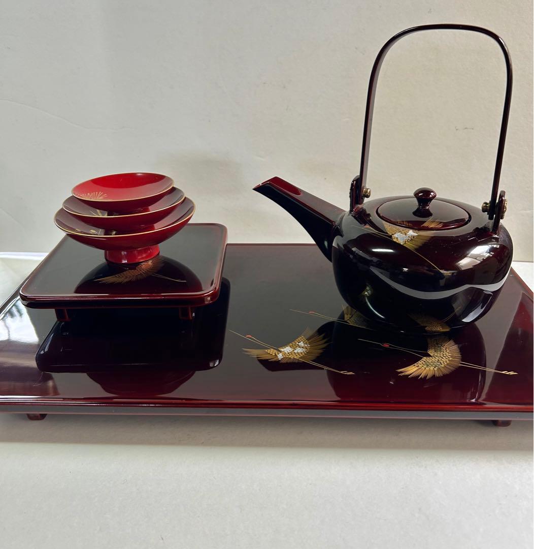 特選 越前漆器 お屠蘇器 立山作 天然木 沈金 蒔絵 箱入り