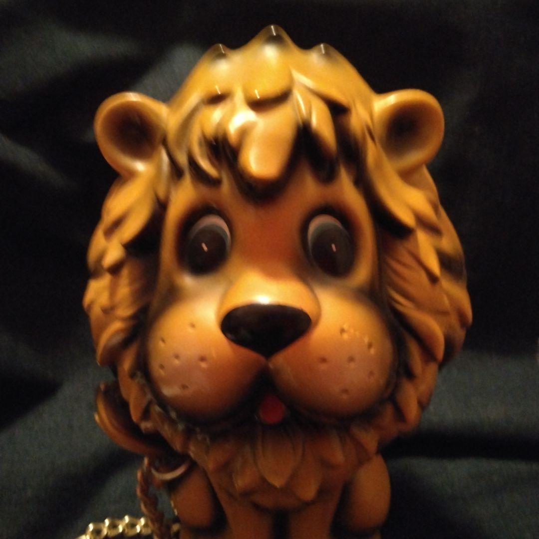 昭和レトロライオン型陶器製特大貯金箱　ビンテージ雑貨 チェーン付き