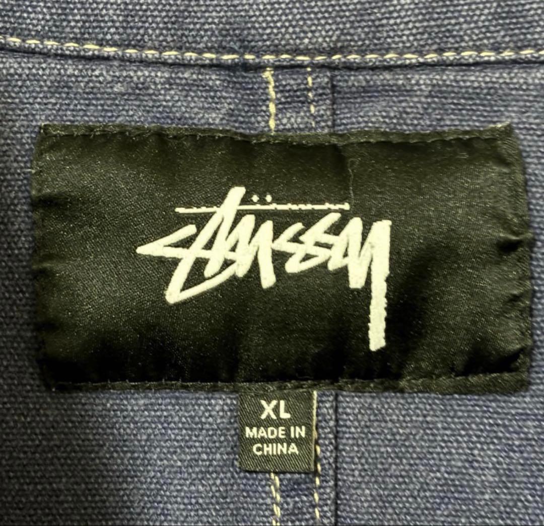 stussy ショップコート　カバーオールジャケット　ロゴ入り　XLサイズ