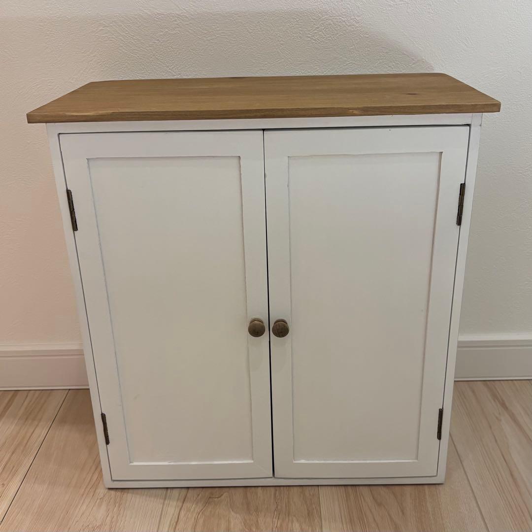 【新品未使用・値下げ】salut! サリュ　オールドウッド2段両開きキャビネット