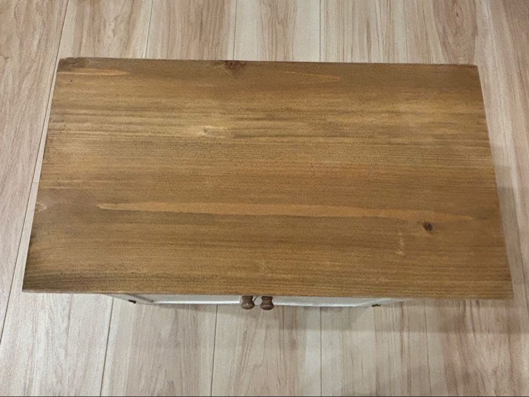 【新品未使用・値下げ】salut! サリュ　オールドウッド2段両開きキャビネット