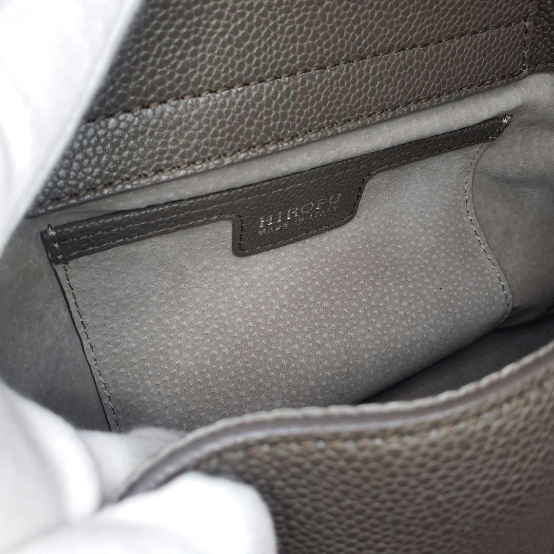 HIROFU ヒロフ ターンロック ハンドバッグ グレー レザー 美品