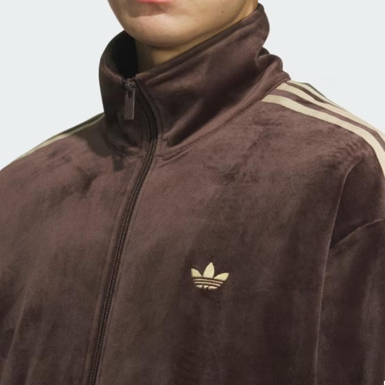 新品　L　adidas 　ベロア　トラックトップ　ダークブラウン　 アディダス