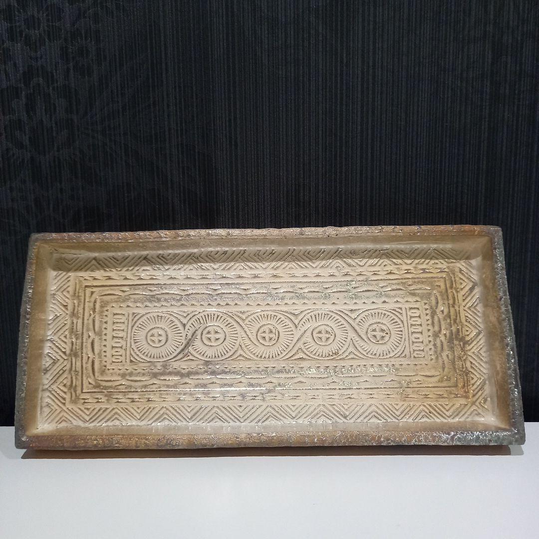 新品　羅漢窯　銀彩　トレー　小物入れ　皿　陶器