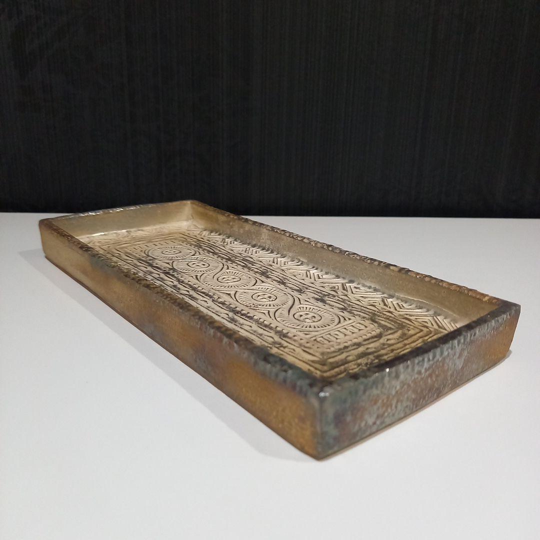 新品　羅漢窯　銀彩　トレー　小物入れ　皿　陶器