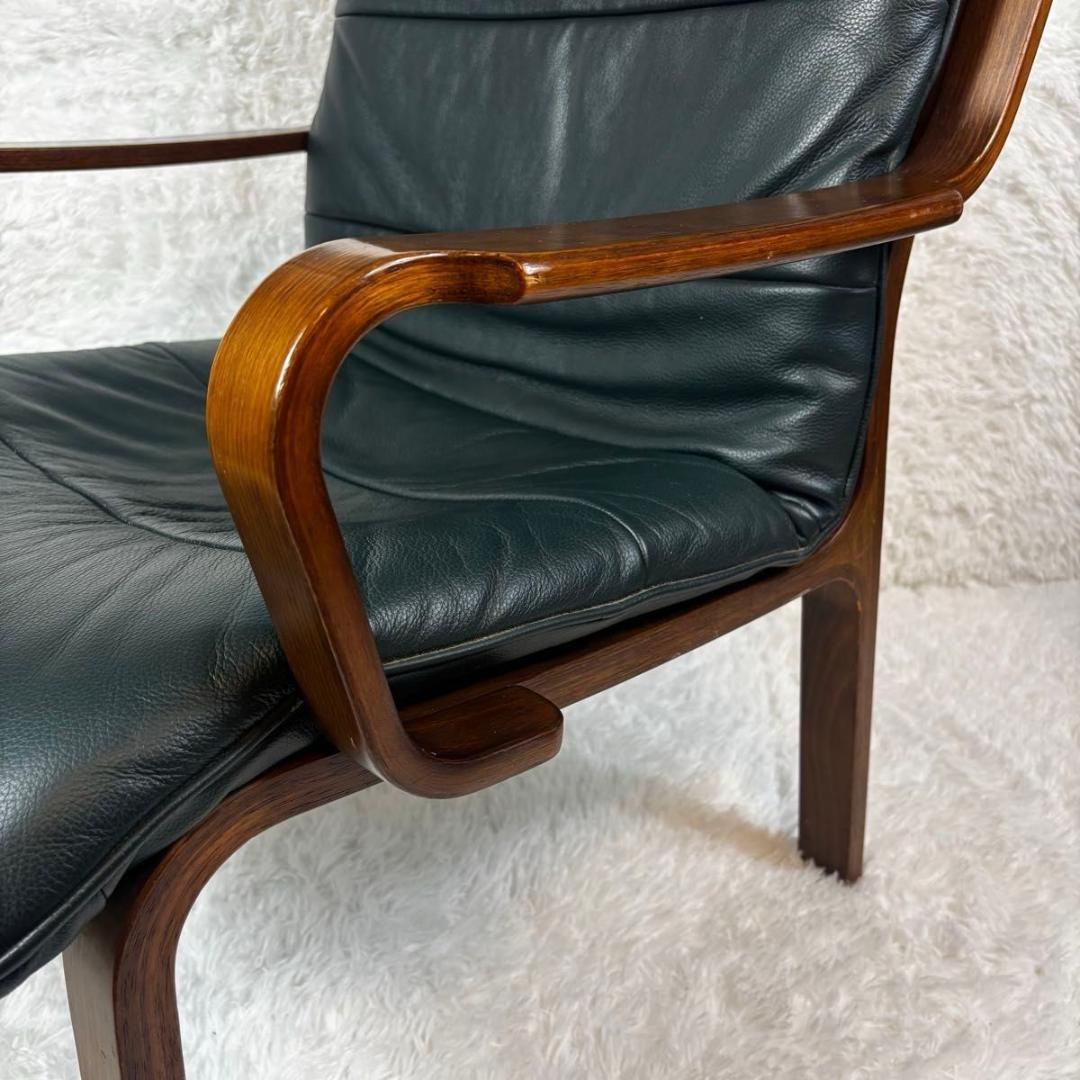 FUJI FURNITURE アームチェア　本革　ダークグリーン