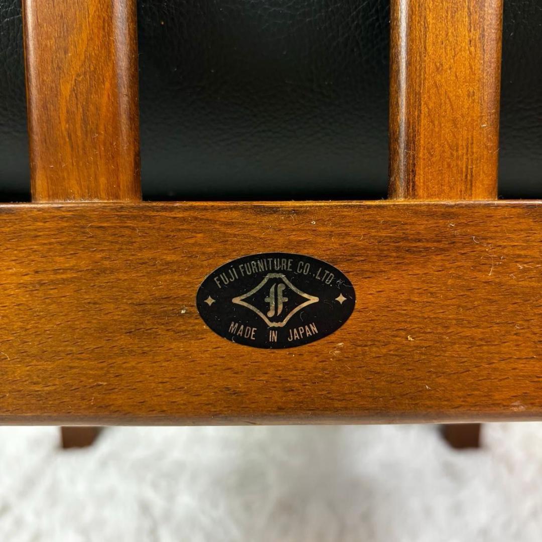 FUJI FURNITURE アームチェア　本革　ダークグリーン