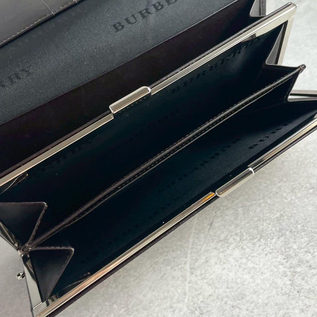 未使用級✨バーバリー 長財布 キャンバス レザー ノバチェック がま口