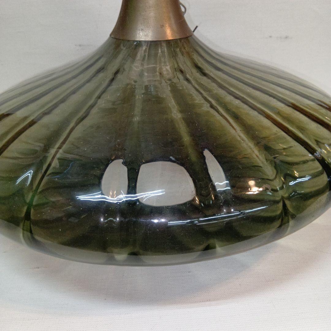 ランプシェード 緑色ストライプガラスディフューザー アンティーク 直径40センチ