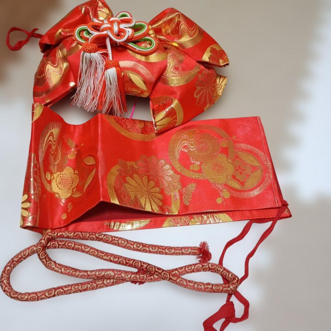 七歳　七五三 着物と着物セット　色赤と黄色