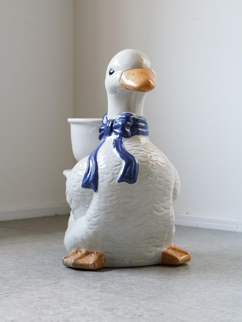 vintage アヒル 陶器 プランター 置物 アンティーク レトロ