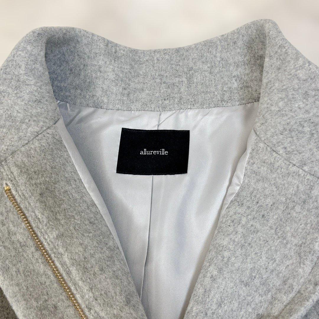 allureville ショートビーバースタンドコート グレー サイズ2(M)