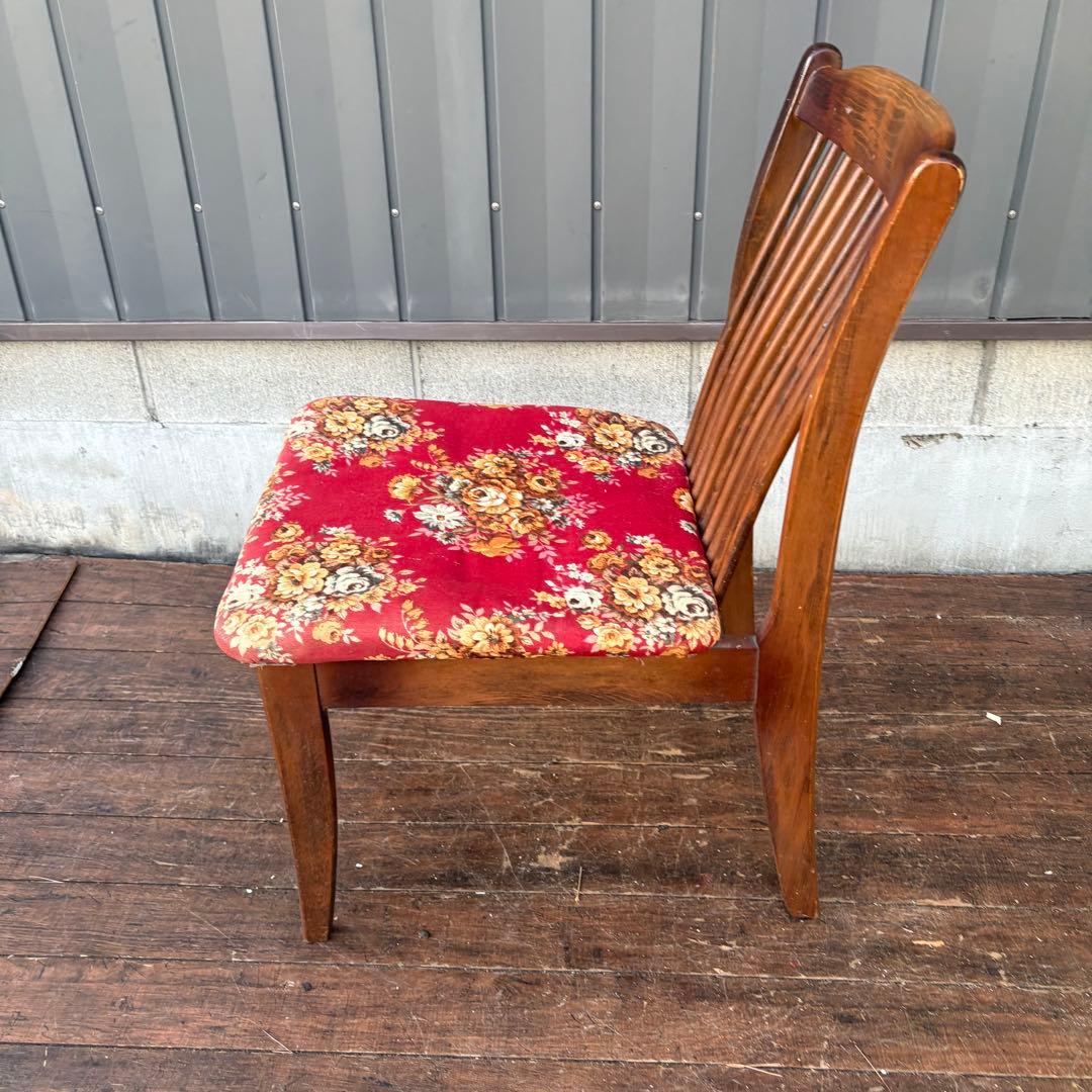 B4② 昭和レトロ アイエフ家具 木製 花柄ダイニングチェア ビンテージ 古家具
