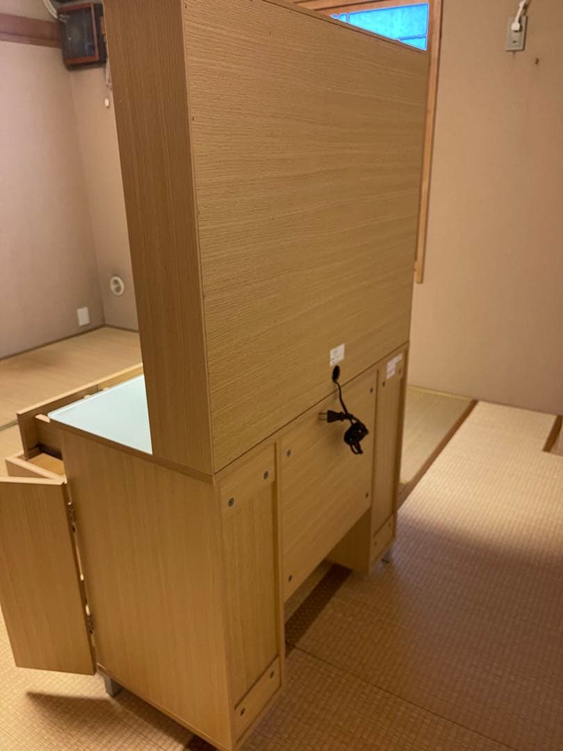 <<引取り限定>> 木製ドレッサー・鏡台 コンセント・収納椅子付き