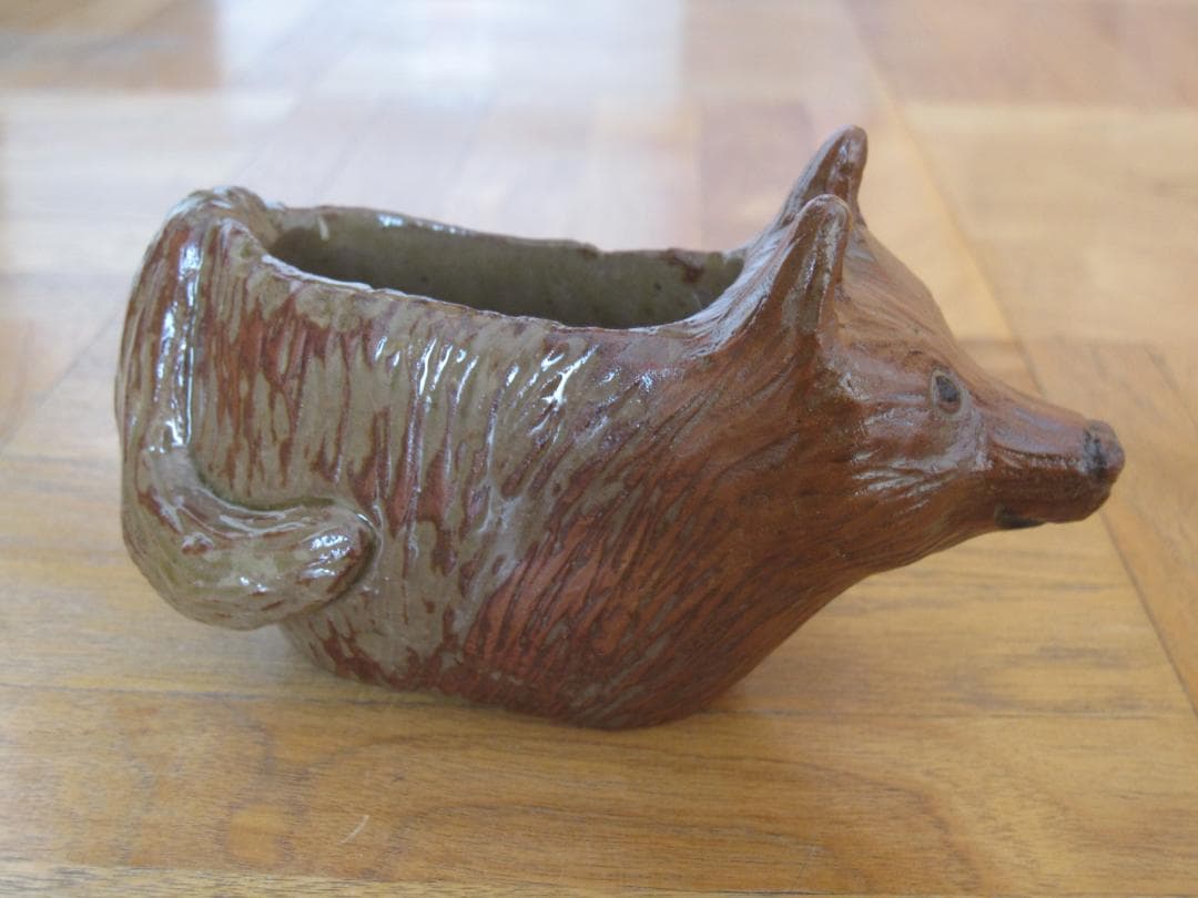 タカノミヤ キツネ 動物 陶器 置物 花器 インテリア 容