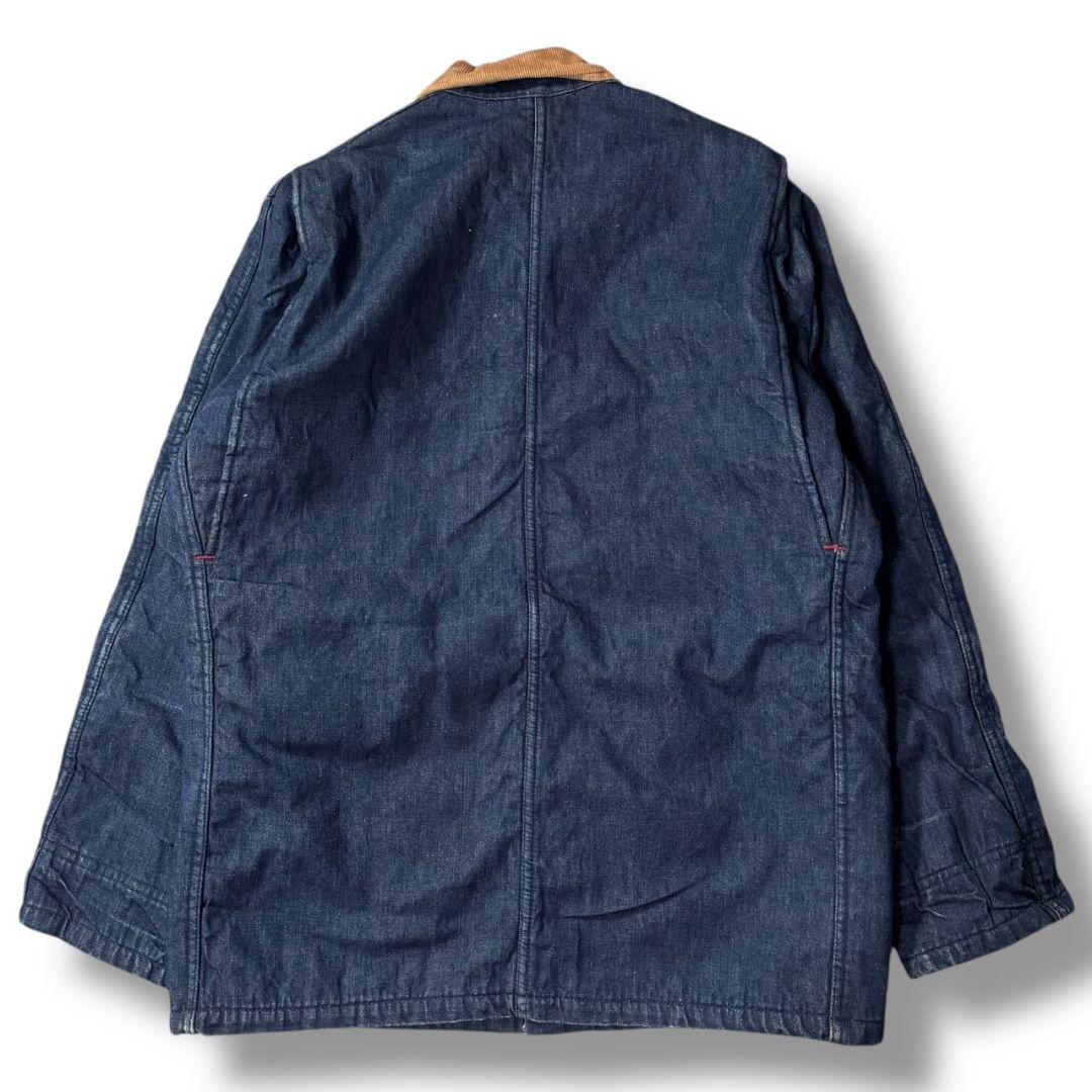 70s デニム カバーオール 裏地ブランケット コーデュロイ襟 アメカジ 古着