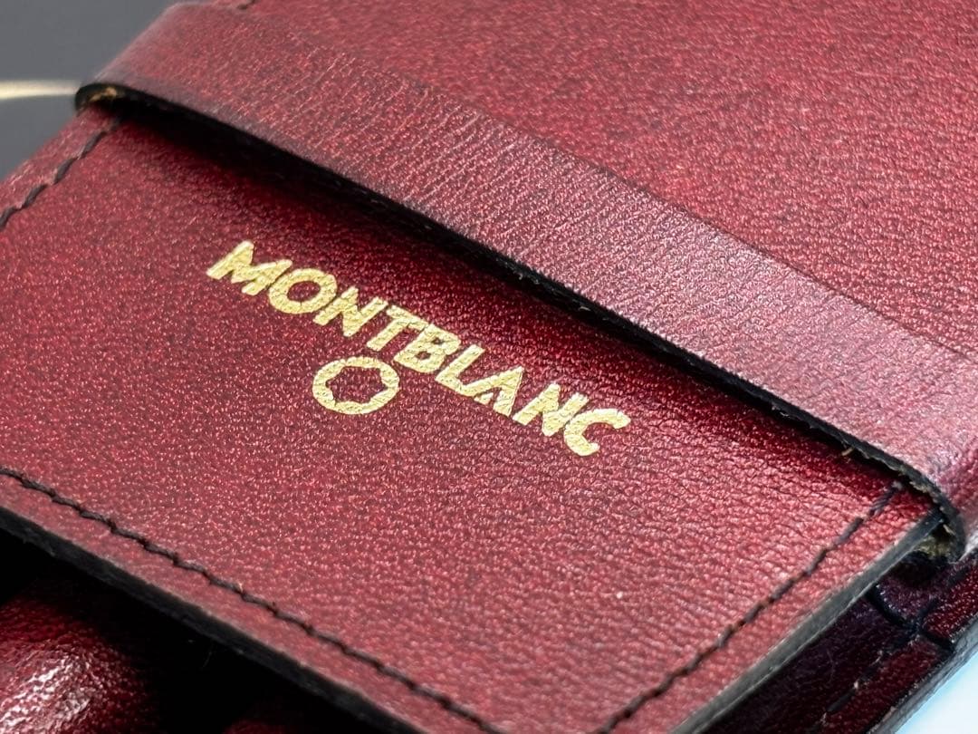 モンブラン　⭐️極上保管ボルドー美品⭐️ヴィンテージ本革セパレート型ペンポーチ3本差