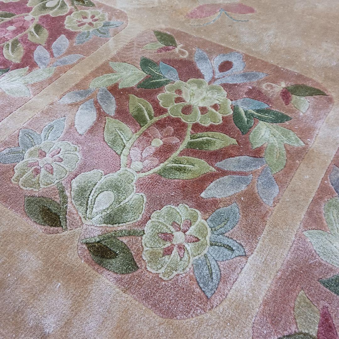 Y3281 中国段通 シルク100% 手織り スクエア 大判 262㎝