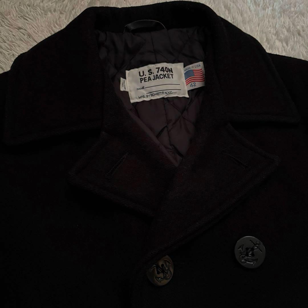 ★希少 XLサイズ★ SCHOTT ピーコート ジャケット USA製 42 黒