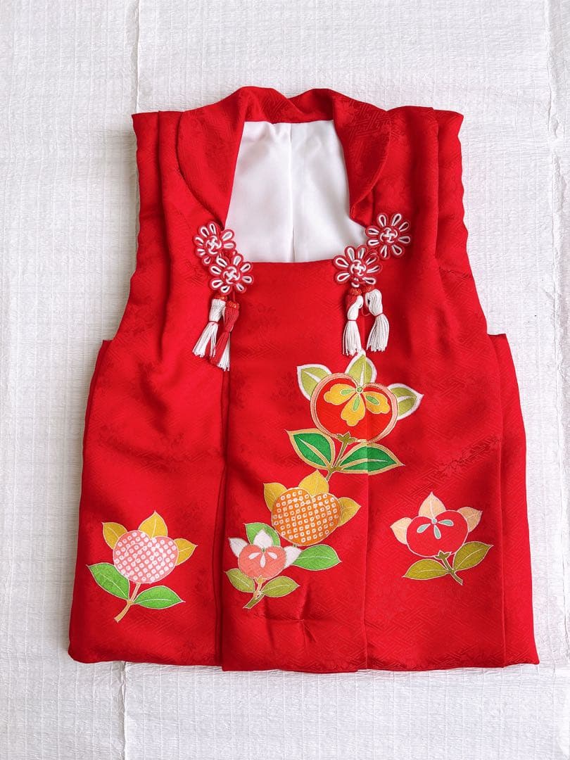 【10日まで値引き中】七五三 3歳着物 被布セット 正絹 手描き ピンク【美品】