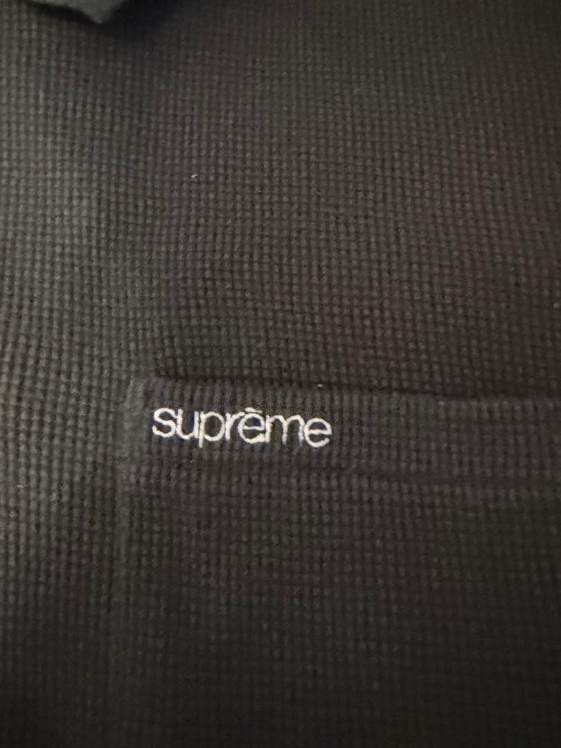 Supreme ワッフル ポロシャツ 黒 M ロンT 長袖