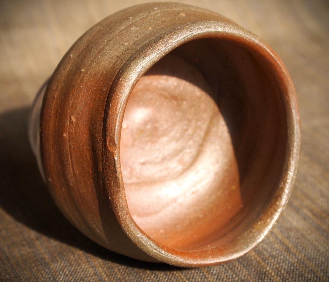 人気作家★中村和樹【師：中村真・中村六郎】★備前【窯変】ぐいのみB★共箱・布