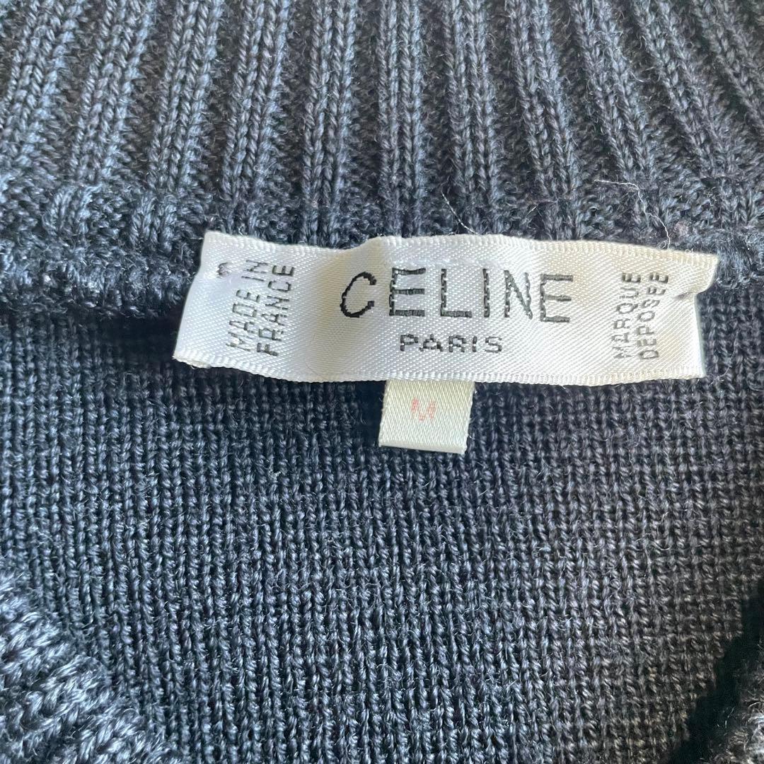 激レア【セリーヌ】ニット スタジャン エンブレム ネイビー フランス製 M