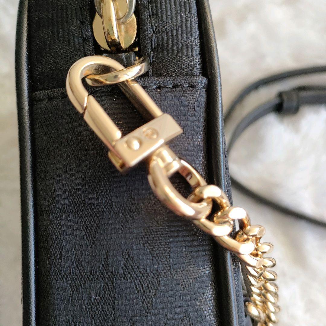 マイケルコース ショルダー クロス バッグ MK柄 黒 ゴールドチェーン