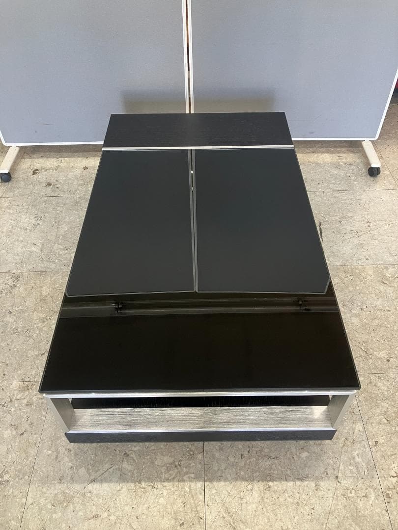 ガラスセンターテーブル キャスター付き ブラック