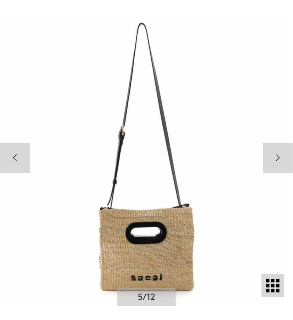 SACAI アバカ素材ショルダーバッグ ブラック/ナチュラル