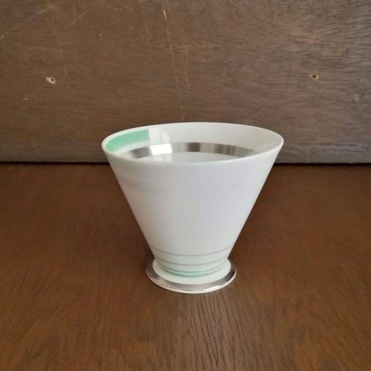 逸品　 シェリー　カッブ＆ソーサー　アールデコ　銀彩幾何学模様アンティーク