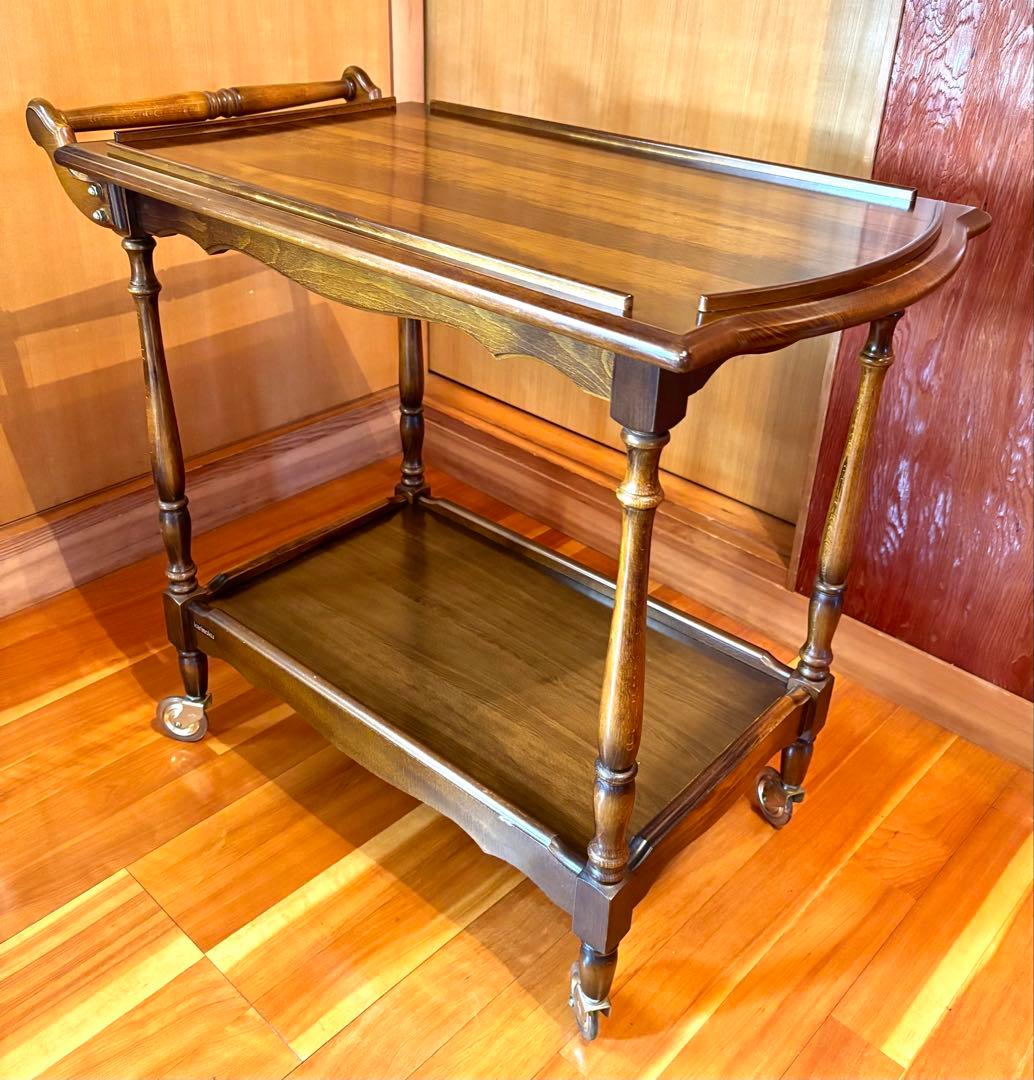 カリモク キッチンワゴン 2段 キャスター/持ち手 1995年