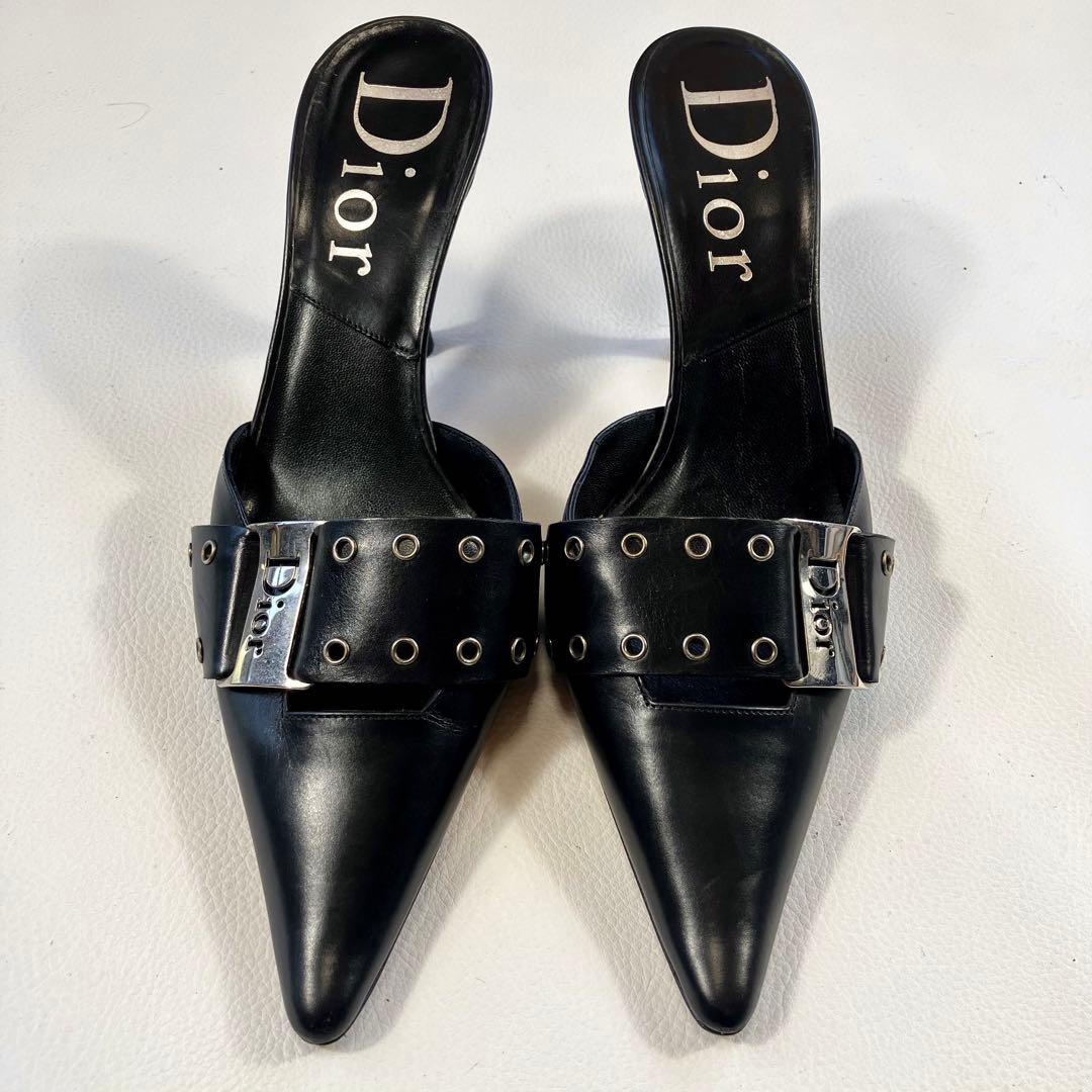 クリスチャンディオール　ミュール　CDロゴ　メタルアイレット　サイズ35.5