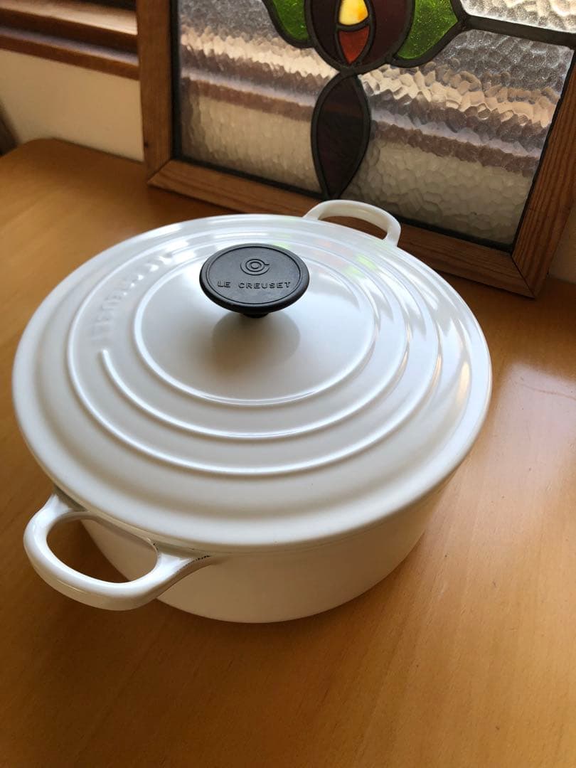 AK　ルクルーゼココットLe Creuset ホーロー鍋ホワイト24cm