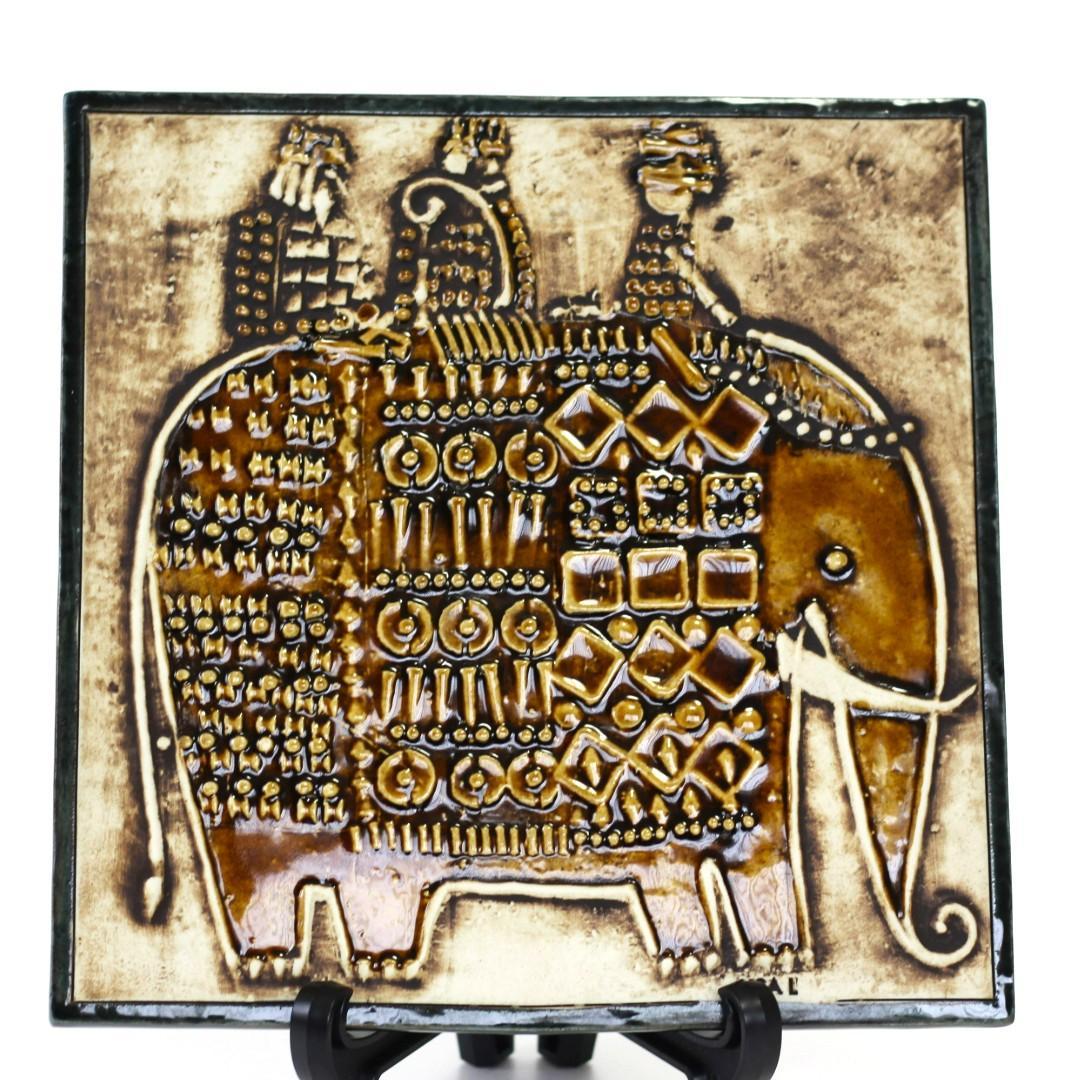 リサラーソン　Lisa Larson　UNIK ヴィンテージ陶板 ゾウ　北欧雑貨