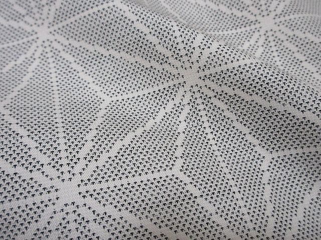 本場白大島紬：麻の葉柄：美品：袷着物：11マルキ：しつけ糸：P10