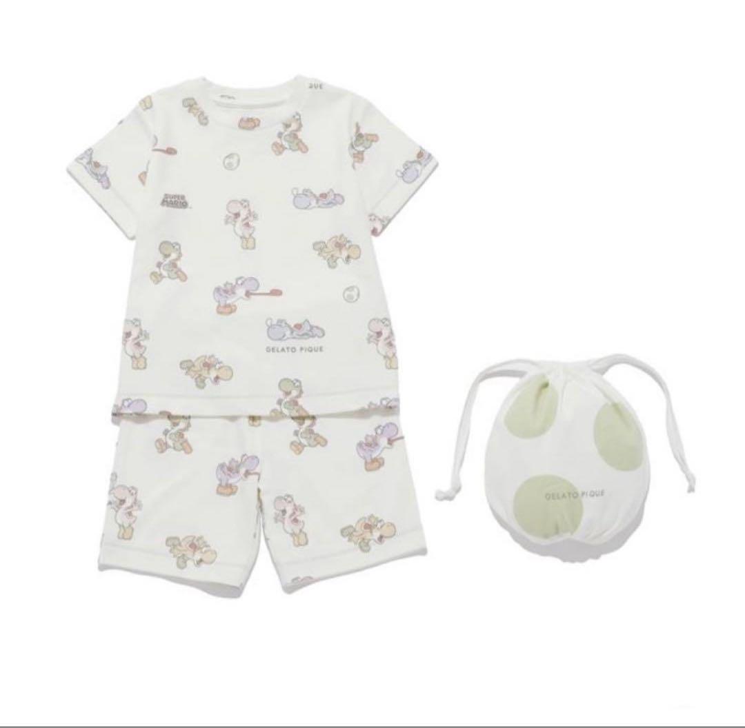 ジェラピケ　スーパーマリオヨッシー柄Tシャツ＆ショートパンツセットセットアップ